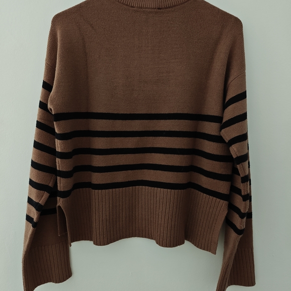 DKNY Brown and Black Striped Turtleneck Sweater - Picture 5 of 5